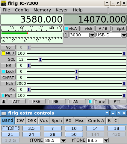 Contrôle de l'émetteur-récepteur interface utilisateur FLRIG Ic-7300-main-extras-dialog