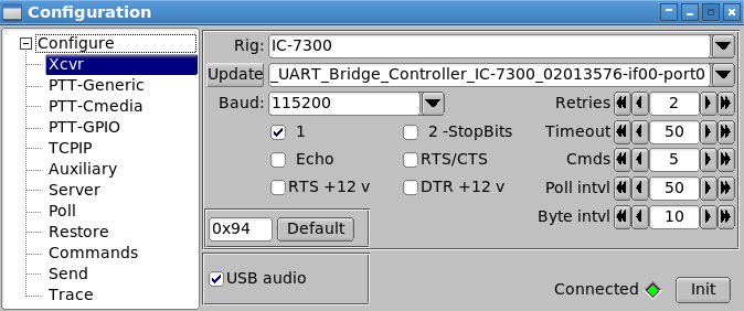 Contrôle de l'émetteur-récepteur interface utilisateur FLRIG Xcvr