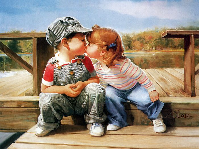 Tuổi thơ - Page 2 Painting_children_kjb_DonaldZolan_57FirstKiss_sm