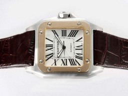 Cartier Santos 100 tom moderno Falso Automatic Two com Dial Branco AAA Relógios [ V2S6 ]