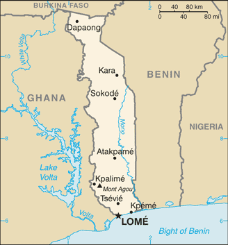 عواصم بلدان العالم Map_of_Togo