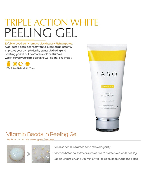 Nước hoa, mỹ phẩm: Gel tẩy tế bào chết và làm trắng da IASO White Peeling Gel 150ml Iaso%20white%20peeling%20gel%204