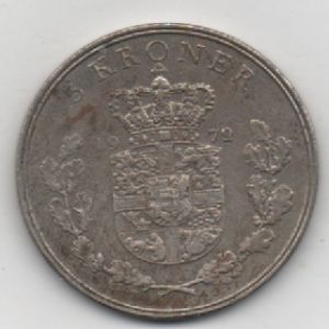 Dinamarca, 5 Coronas de 1972 502444627
