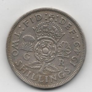 dos chelines (shillings) de Inglaterra de 1949, reinado de Jorge VI 874408688