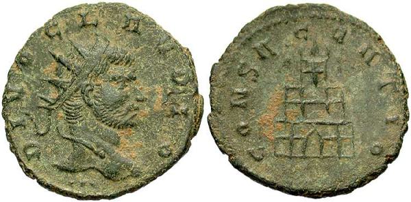 Antoniniano de cuño hispano de Claudio II. CONSACRATIO - Altar RIC_0267