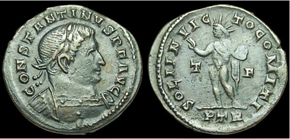 Follis de Constantino I (SOLI INVICTO COMITI) _trier_RIC_vII_042