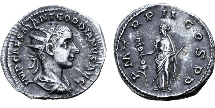 Antoniniano de Gordiano III. P M TR P II COS P P. Fides a izq. Roma RIC_0015