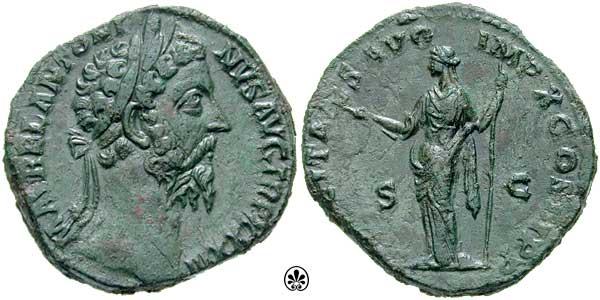 Sestercio de Marco Aurelio (FELICITAS AVG IMP X COS III P P / SC) RIC_1239