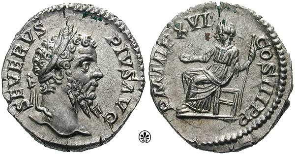  Denario de Septimio Severo. P M TR P XVI COS III P P. Concordia. Roma RIC_0218.1