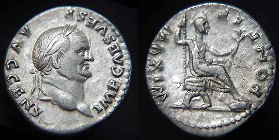 Denario de Vespasiano (PONTIF MAXIM) RIC_0546