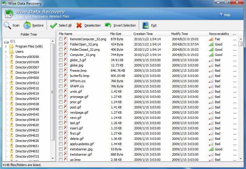 برنامج استرجاع الملفات المحذوفة Wise Data Recovery 3.91.506 File_recover_tree