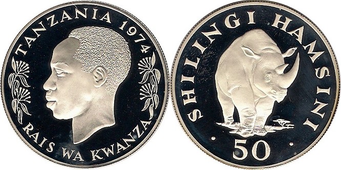 Rinocerontes en monedas y billetes 174-8a