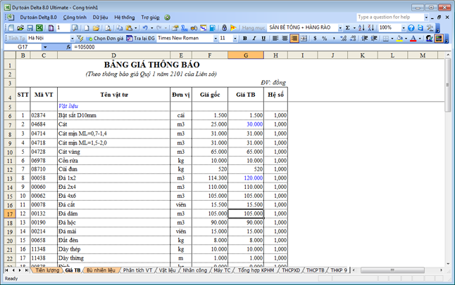  Phần mềm dự toán delta 8 GiaTB2003