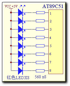 八路LED跑马灯实验 8LED