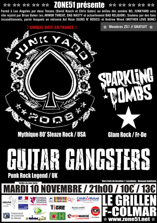 Junkyard + Guitar Gansters + Sparkling Bombs(Colmar10-11-09) Affichejunkyard09