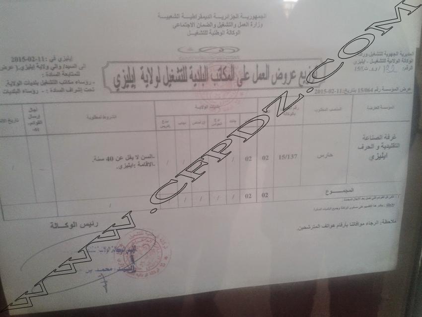 إعلان مسابقة توظيف غرفة الصناعات التقليدية و الحرف إليزي فيفري 2015 819433033