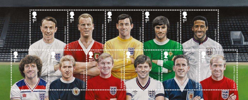 طوابع بريطانية تخلد مجموعة من اشهر لاعبي كرة القدم البريطانية 780662421