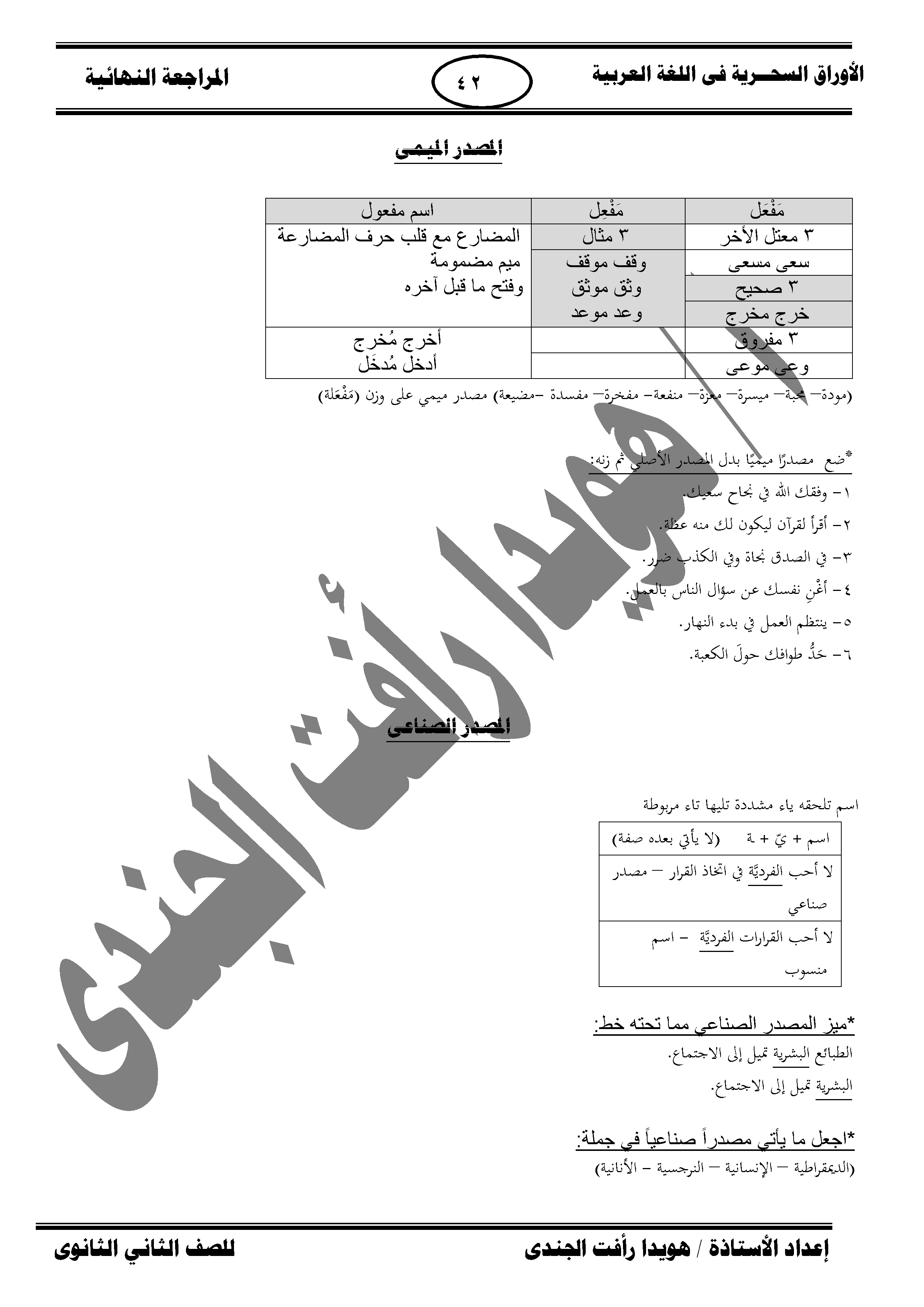 المراجعة النهائية فى اللغه العربية من سلسلة الاوراق السحرية للصف الثانى الثانوى الترم الأول 2016 اعداد الاستاذه هويدا رأفت الجندى 460419987