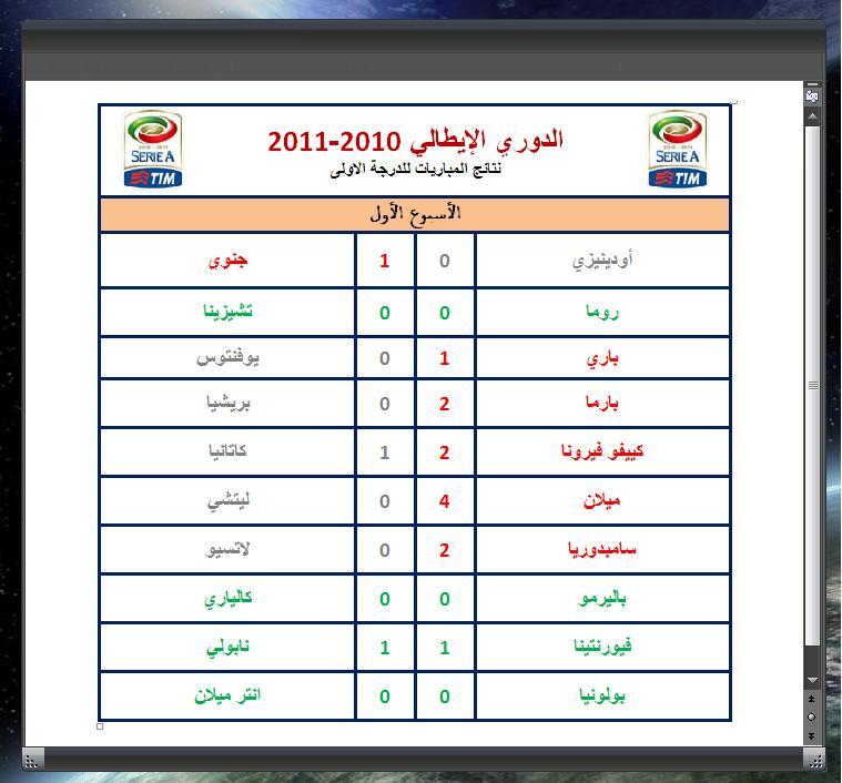 نتائج الدوري الإيطالي 2010 - 2011 الدرجة الأولى 126382938