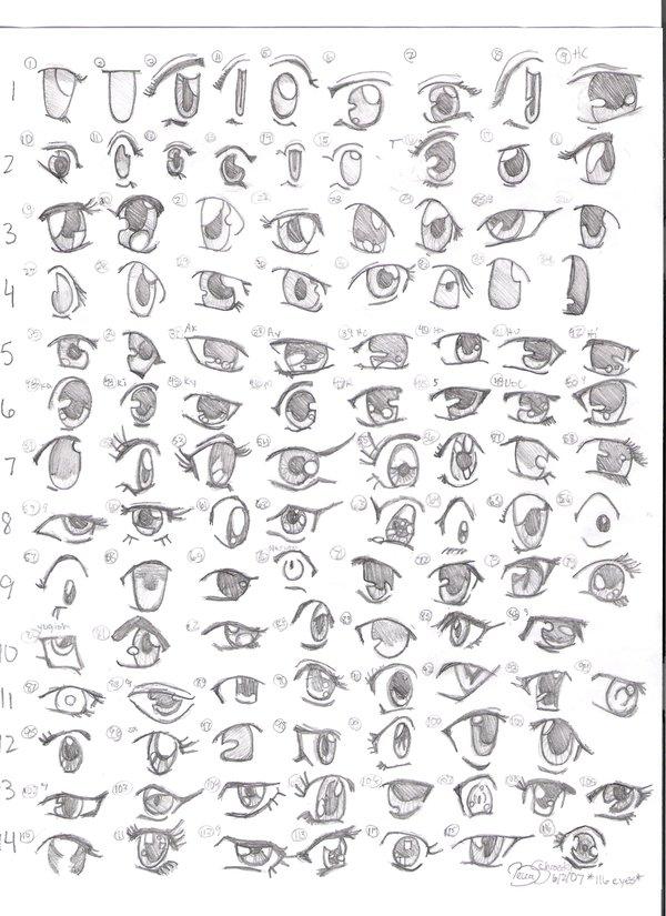 اكبر مجموعة صور لتعلم رسم عيون الانمي 614832003