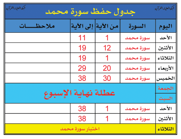 جدول حفظ الجزء الاحقاف    889802624