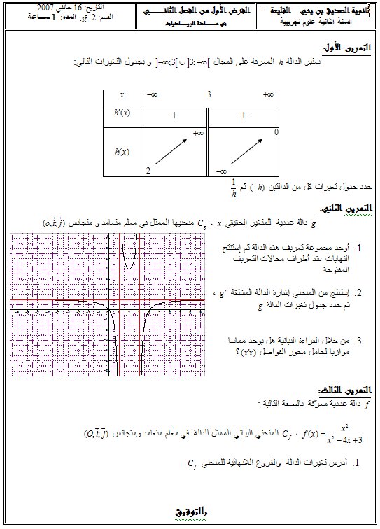 الفرض الأول للفصل الثاني بثانوية الصديق بن يحيى لسنة 2007 847301702