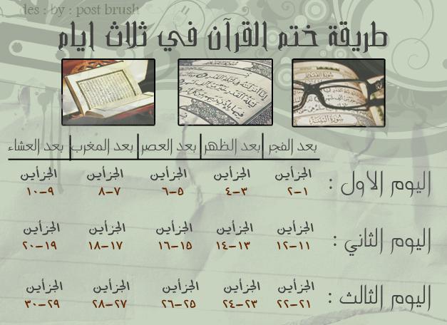 : جدول ختم القرآن الكريم في شهر رمضان المبارك ..     190601674