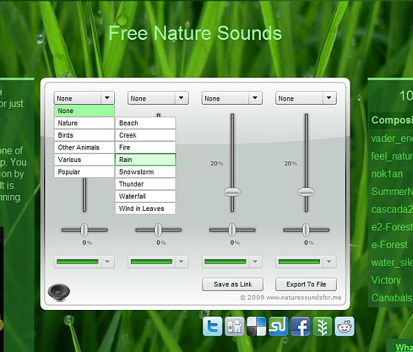 Relajate creando sonidos de la naturaleza NatureSounds