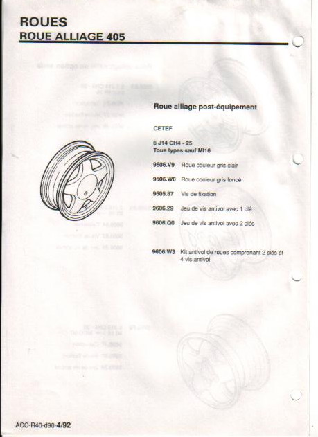 Catalogues accessoires peugeot (jantes+r\202f 2jantesalu405