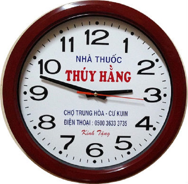 làm quảng cáo trên mặt đồng hồ treo tường | quà tặng đồng hồ treo tường THUY%20HANG1