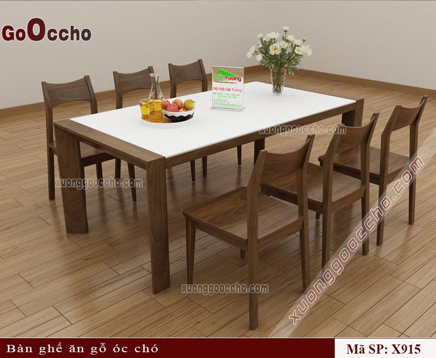 Điểm danh ưu điểm của bàn ăn gỗ óc chó Ban-ghe-an-go-oc-cho-X915b