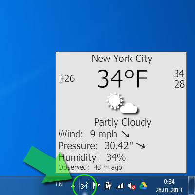 برنامج أحوال الطقس YoWindow_3.0_Build_113 Taskbar_weather_2