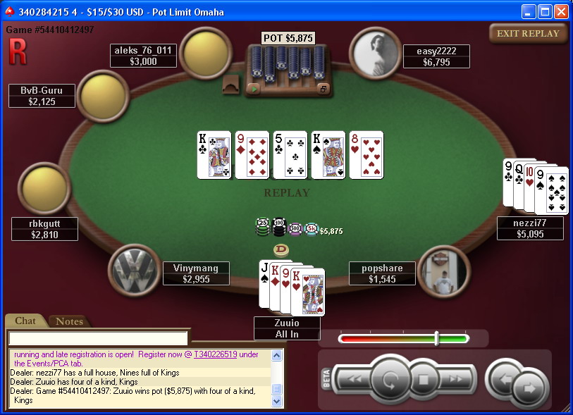 Turnir ONline - OMAHA BUY IN 1$ + REBUY + TURBO + DEEP STACK OMAHA-POKERKRALJEVA