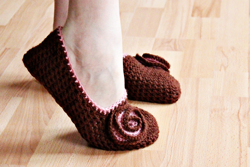       Brown-crochet-slippers