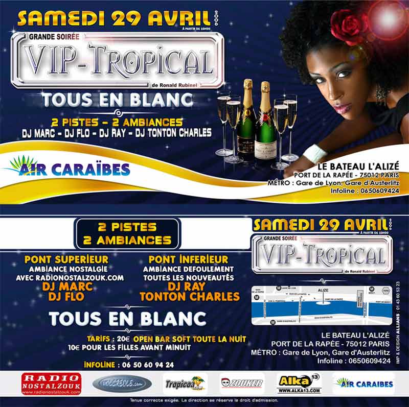 SAMEDI 29 AVRIL Super Soirée VIP-TROPICAL >BATEAU L'ALIZE Alize29avrBIGnewLIGHT