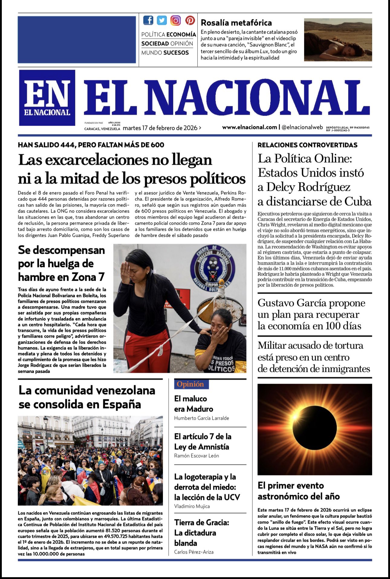 Vea aquí portadas y titulares de algunos periódicos de este martes 17