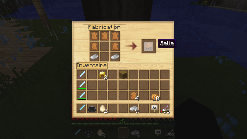 le craft des selles existent sur le serv !!!!! clic ici  1400094463-2014-05-14-21-02-28