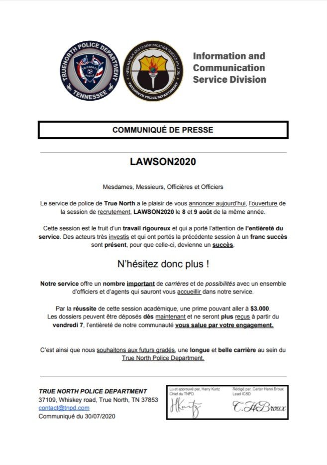 [TNPD] | Communiqué de presse #6 - Recrutement LAWSON2020 1596114491-lawson2020