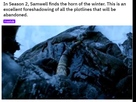 [saison 8] Game of LOL - Page 6 1559682704-screenshot-2019-06-03-r-freefolk-in-season-2-samwell-finds-the-horn-of-the-winter-this-is-an-excellent-foreshadowing-of