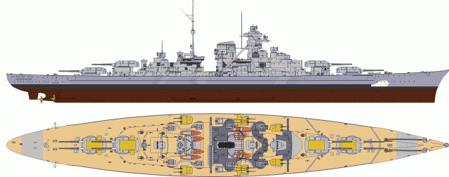 ALLEMAGNE CUIRASSES CLASSE BISMARCK - Page 1 145884Bismarck_profil_2