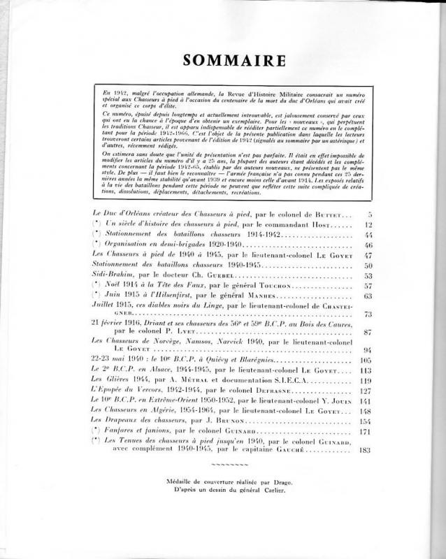 n°2 en 1966 de la Revue Historique des Armées 168001Sommaire1966RHAn2DragoChasseursAPied307