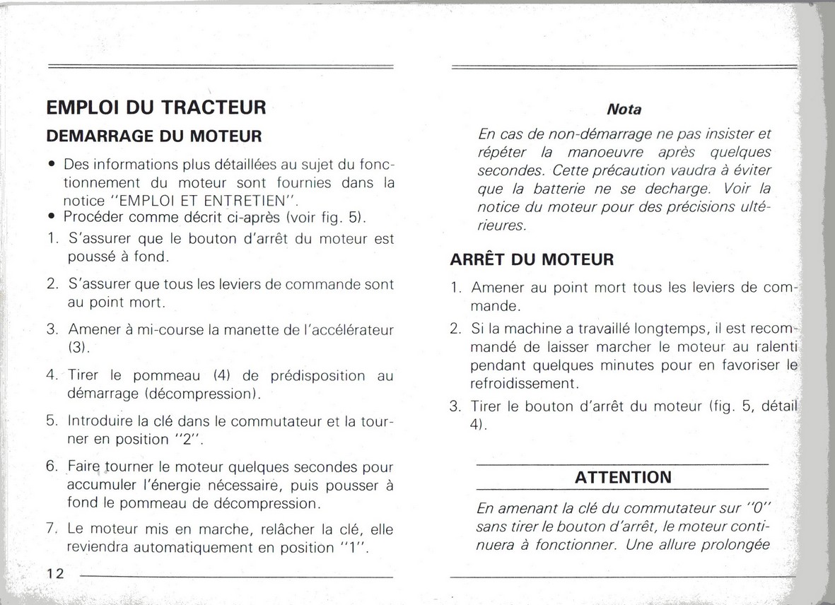 DOCUMENTATION MICROTRACTEURS 1400E  1600D 1800D 440782img020