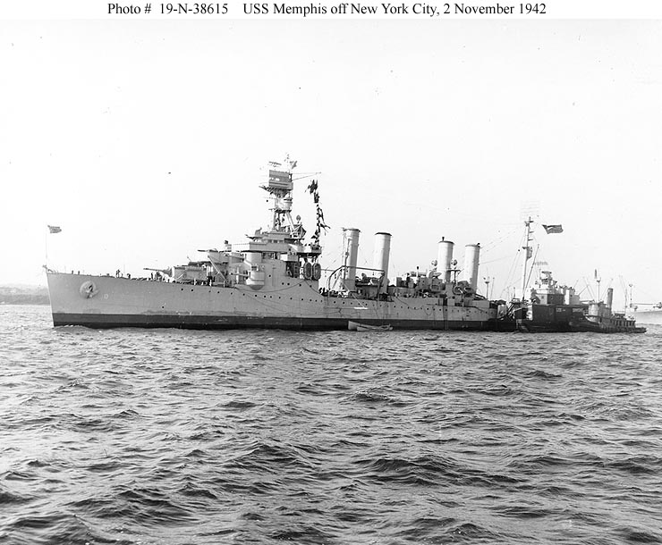 USN CROISEURS LEGERS CLASSE OMAHA 549898USS_Memphis_novembre_1942