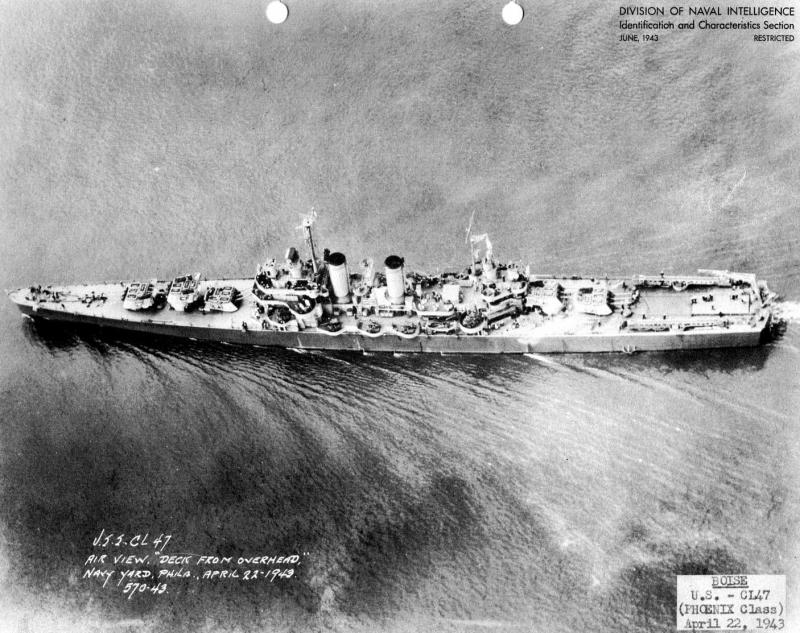 USN CROISEURS LEGERS CLASSE BROOKLYN 818576USS_Boise_avril_1943