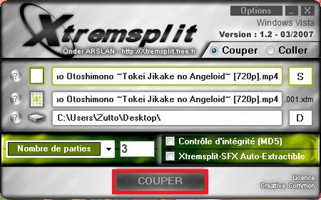 Couper/Coller avec Xtremsplit  133467Xtrem3