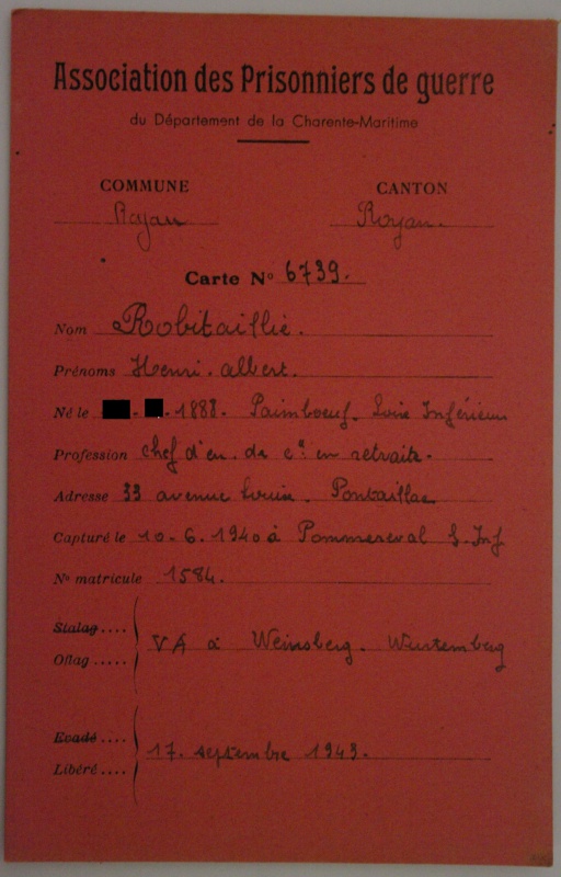 Association des prisonniers de guerre du département de Charente-Maritime. 145101IMGP6827