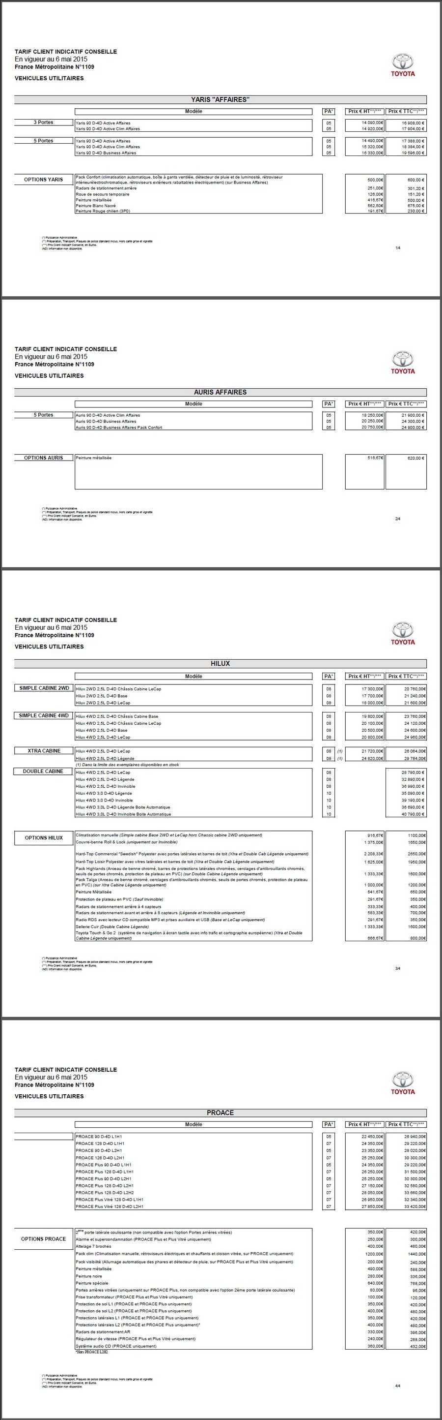 Tarif Toyota au 6 mai 2015 1721262015tarifstoyotamai1