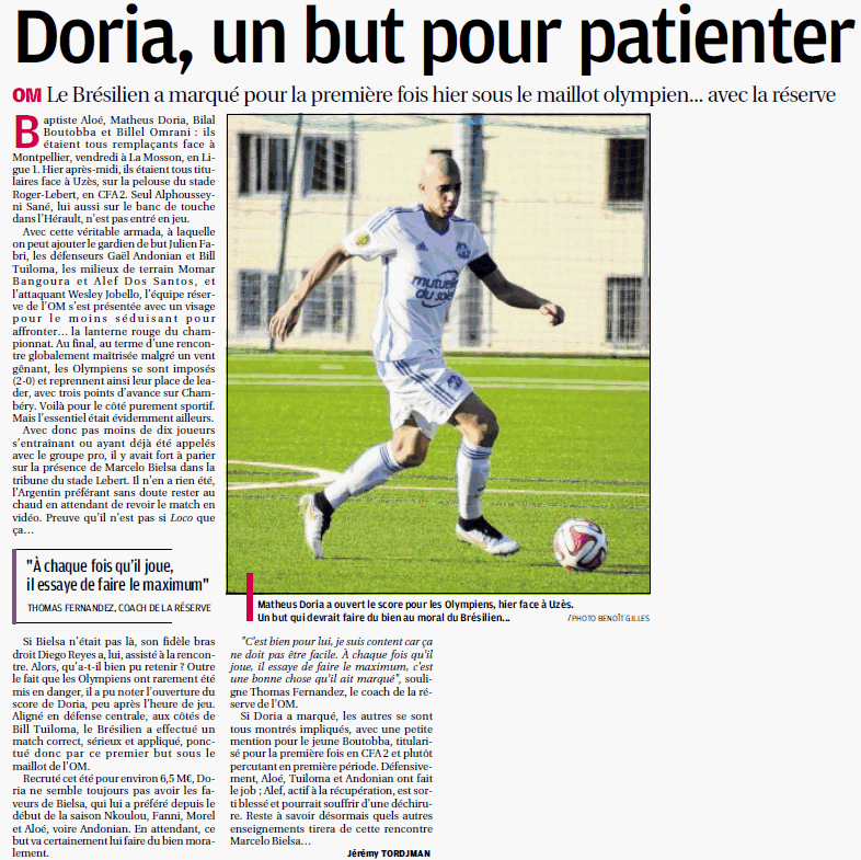 Doria - [Dória] jouera-t-il un jour à l'OM ? - Page 4 23960620150112135059