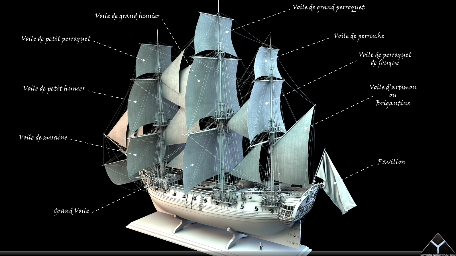 Frégate 36 canons XVIII° [création 3D] de Greg_3D - Page 6 270642FrgatelightroomR16Voiles