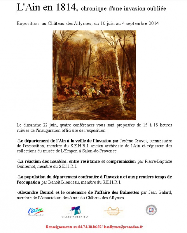 exposition l'Ain en 1814 au château des Allymes  2793001814Ain